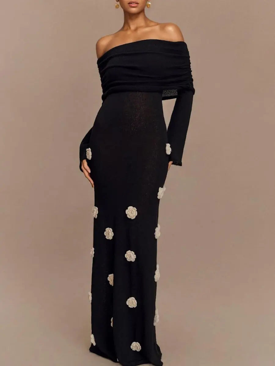 3D Floral Knit Mesh Sweater Sexy Party Dresses laseze