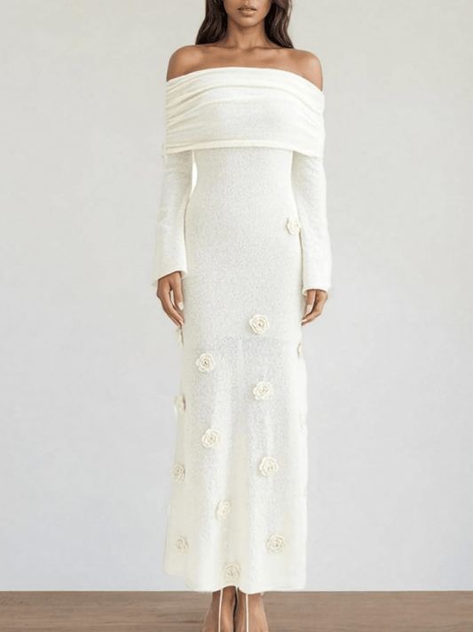 3D Floral Knit Mesh Sweater Sexy Party Dresses laseze