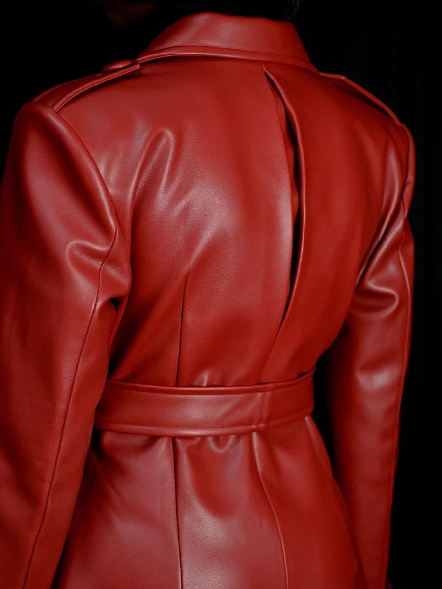 Faux Leather Windbreaker