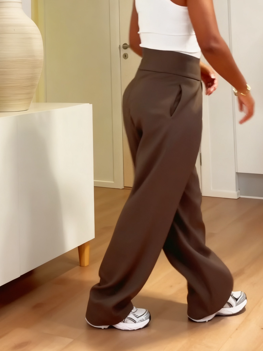 High-Waist Tapered Wide-Leg Pants With 3D Pleats