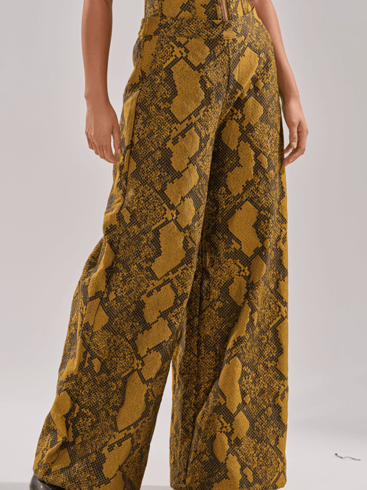 Abstract Snake Print High - Waist Pants - laseze