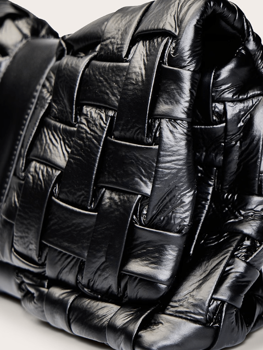 Black Cross Weave Fold Over Clutch Bag voguety