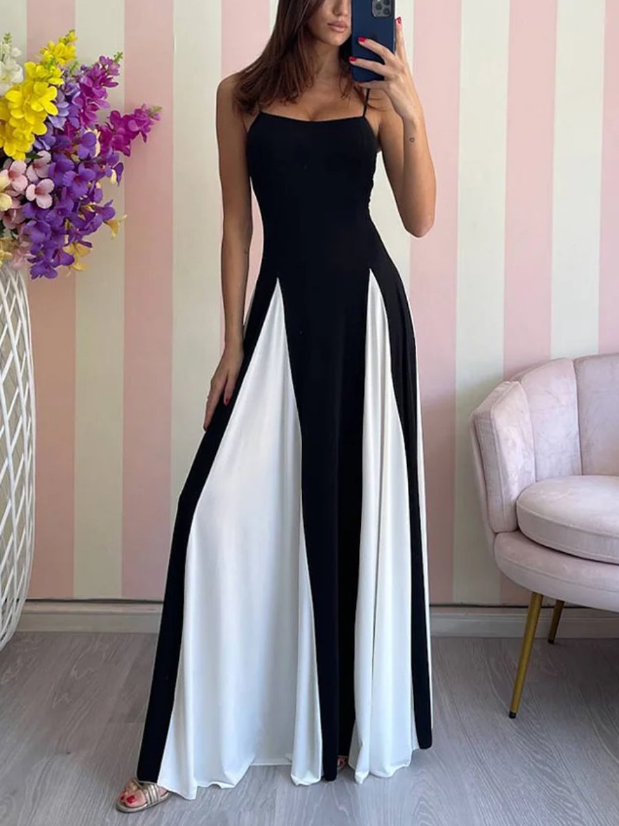 Chic Colorblock Chiffon Maxi Dress speciaic