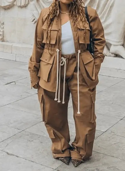 Chic Dirty Yellow Pants Set laseze