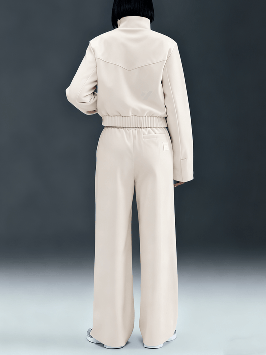 Cloud-Soft Cream Relaxed Two-Piece Tracksuit Set laseze