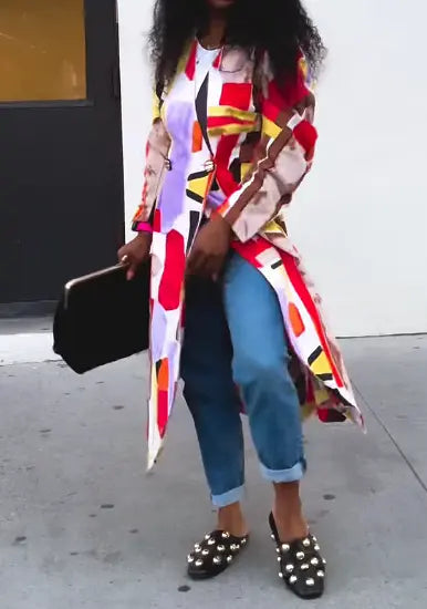 Colorblock Printed Jacket speciaic