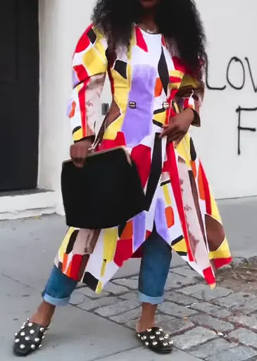 Colorblock Printed Jacket speciaic