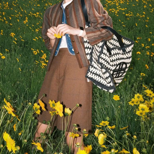 Contrast Straw Bag voguety