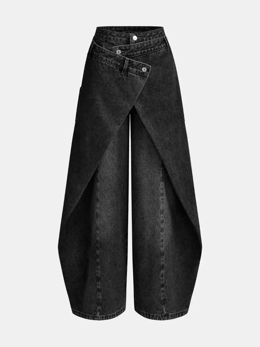 Cross - Slit Wide - Leg Jeans - laseze