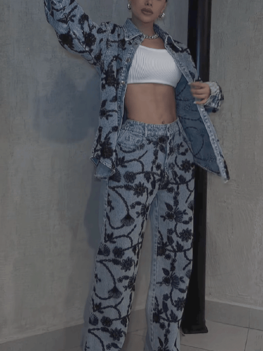 Decal Diamond Denim Set laseze