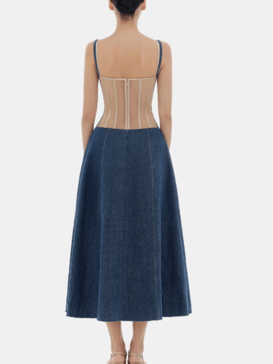 Denim Suspender Dress - laseze