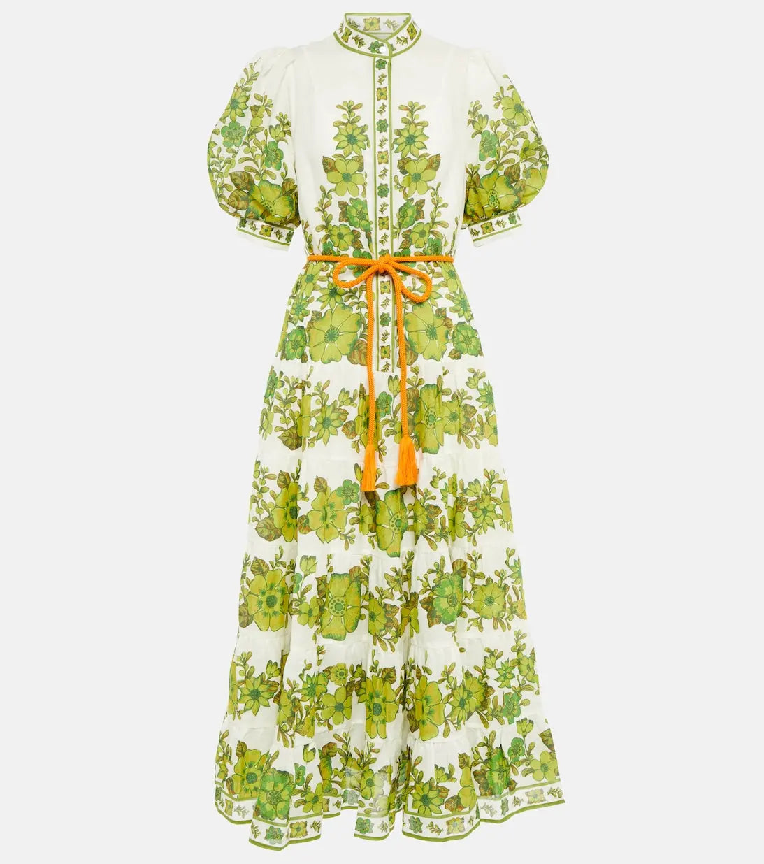 Digital Print Puff Sleeve Midi Dress speciaic