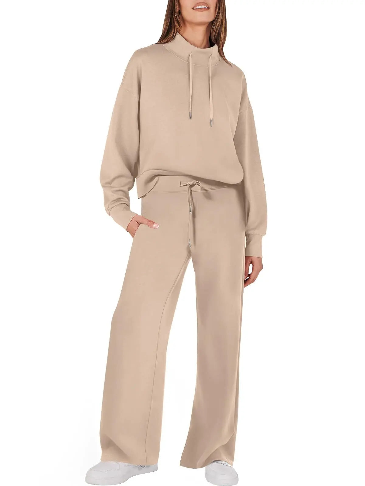 Drawstring Sweatshirt Wide Leg Sweatpant Lounge Set Tracksuit speciaic