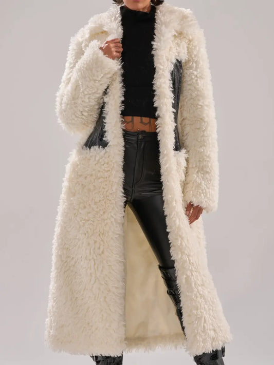 Faux Fur Tunic Patchwork Coat laseze