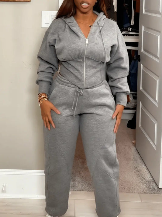 Gray Hoodie & Jogger Two - Piece Tracksuit - laseze