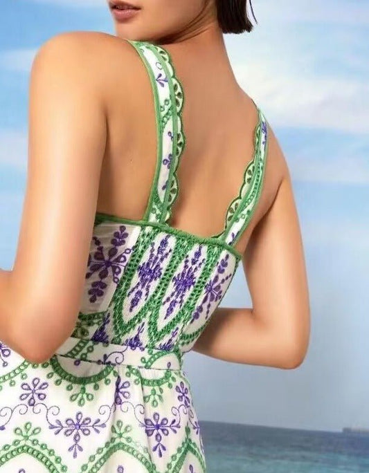 Irene Lilac Green Fruition Long Dress - laseze