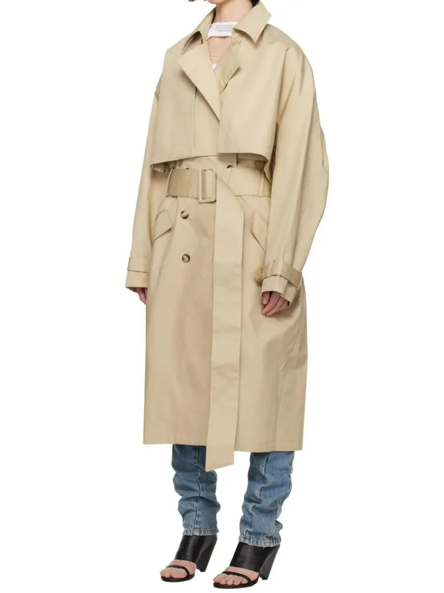 Khaki Double-Breasted Trench Coat laseze