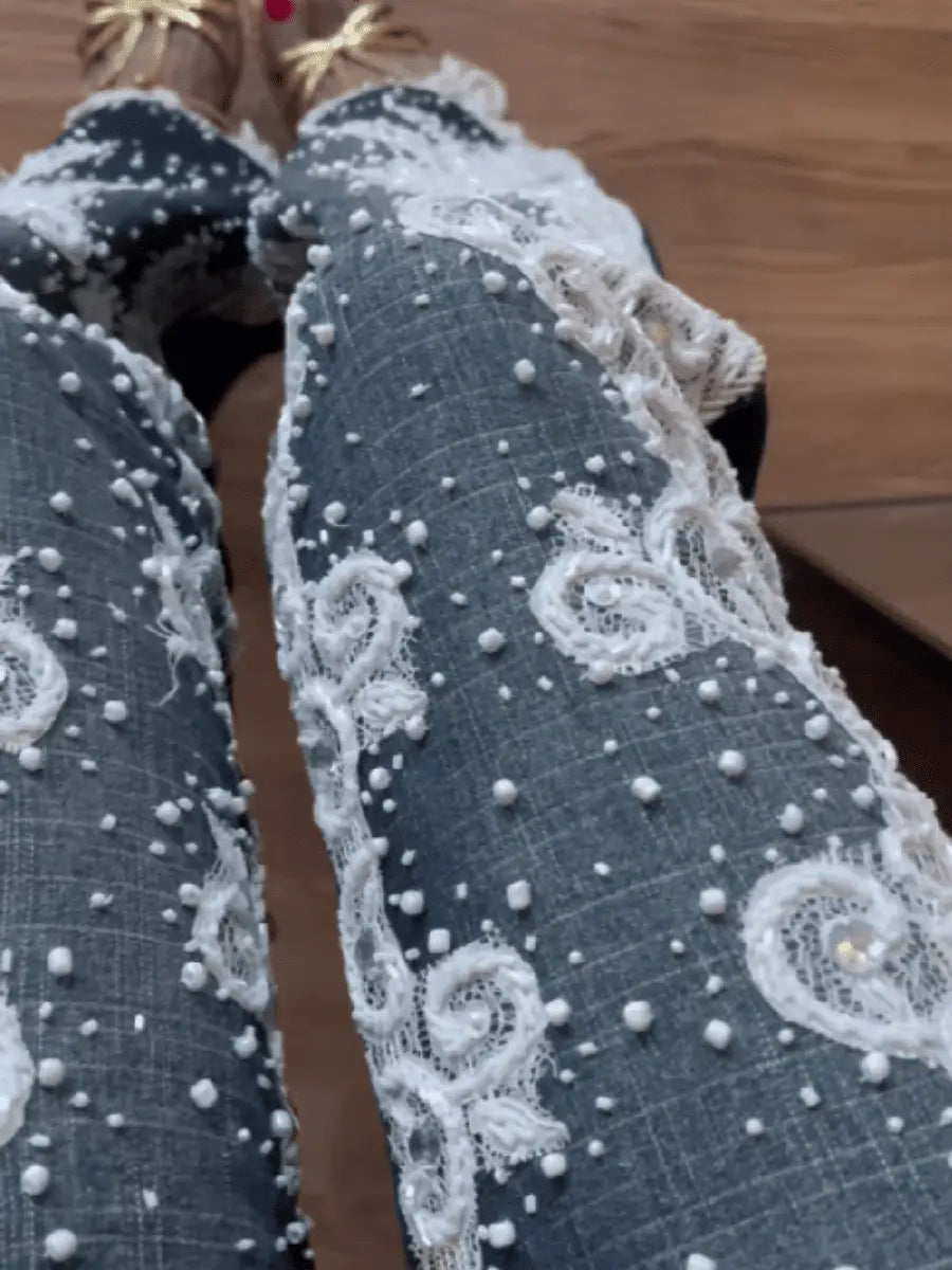 Lace Beaded Jeans - laseze