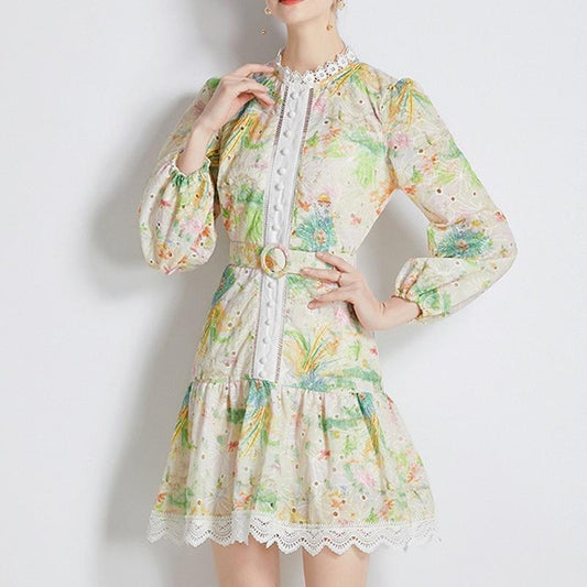 Lace Print Dress - laseze