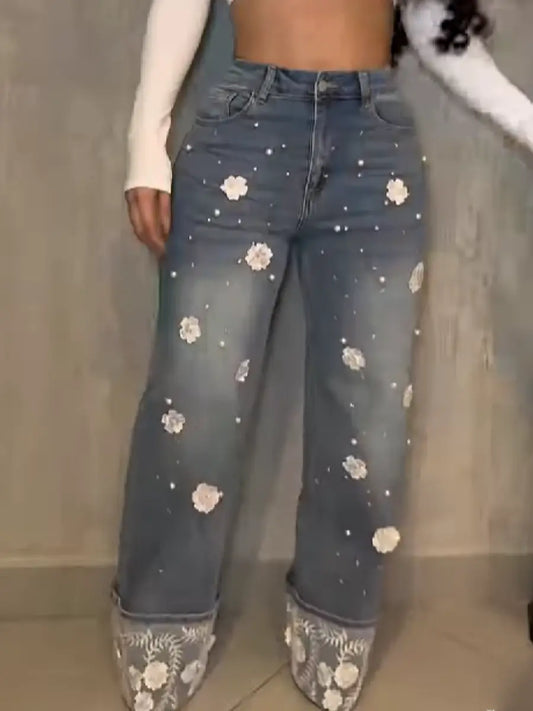 Lace-Stitched Jeans speciaic