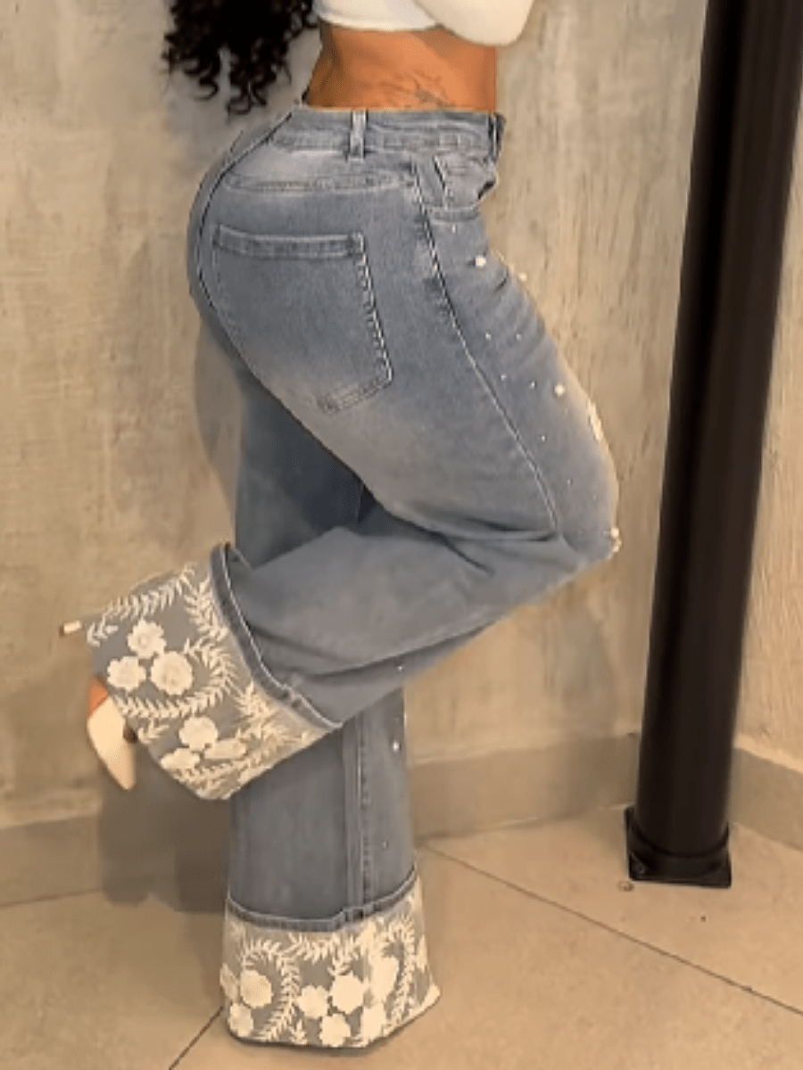 Lace - Stitched Jeans - laseze