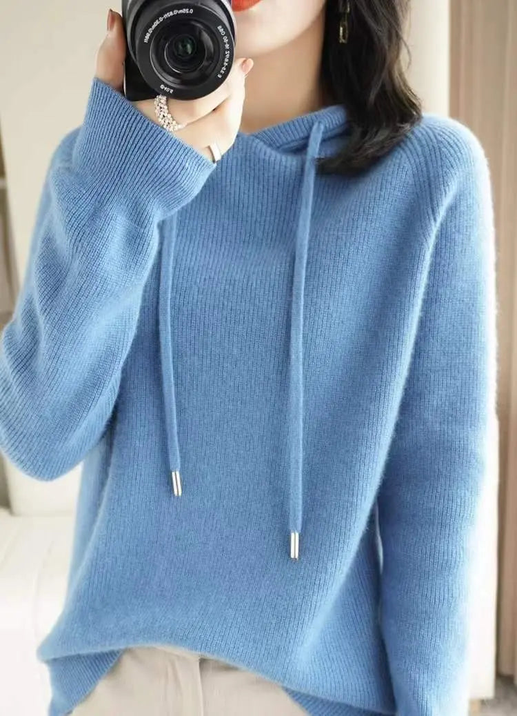 Loose Hooded Knitted Sweater speciaic