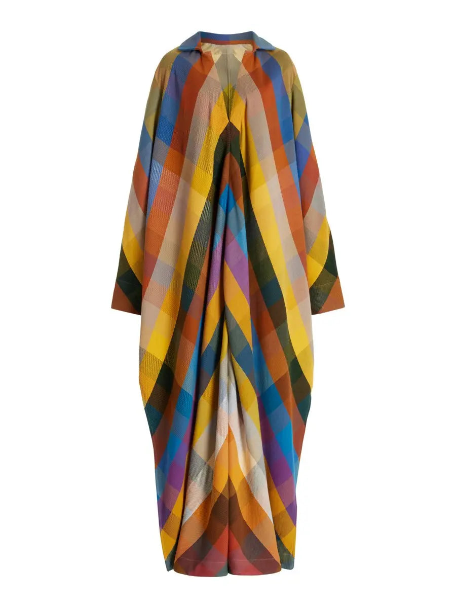 Loose Long Sleeve Color Block Side Split Maxi Dress speciaic