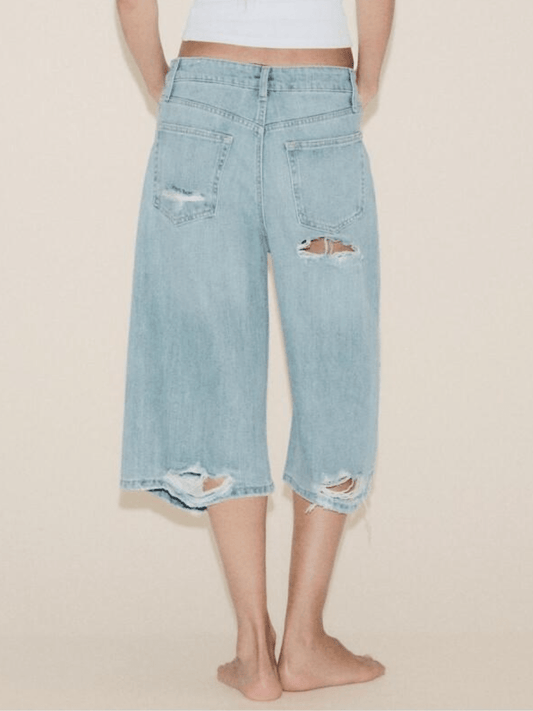 Low-rise Short Denim Pants laseze