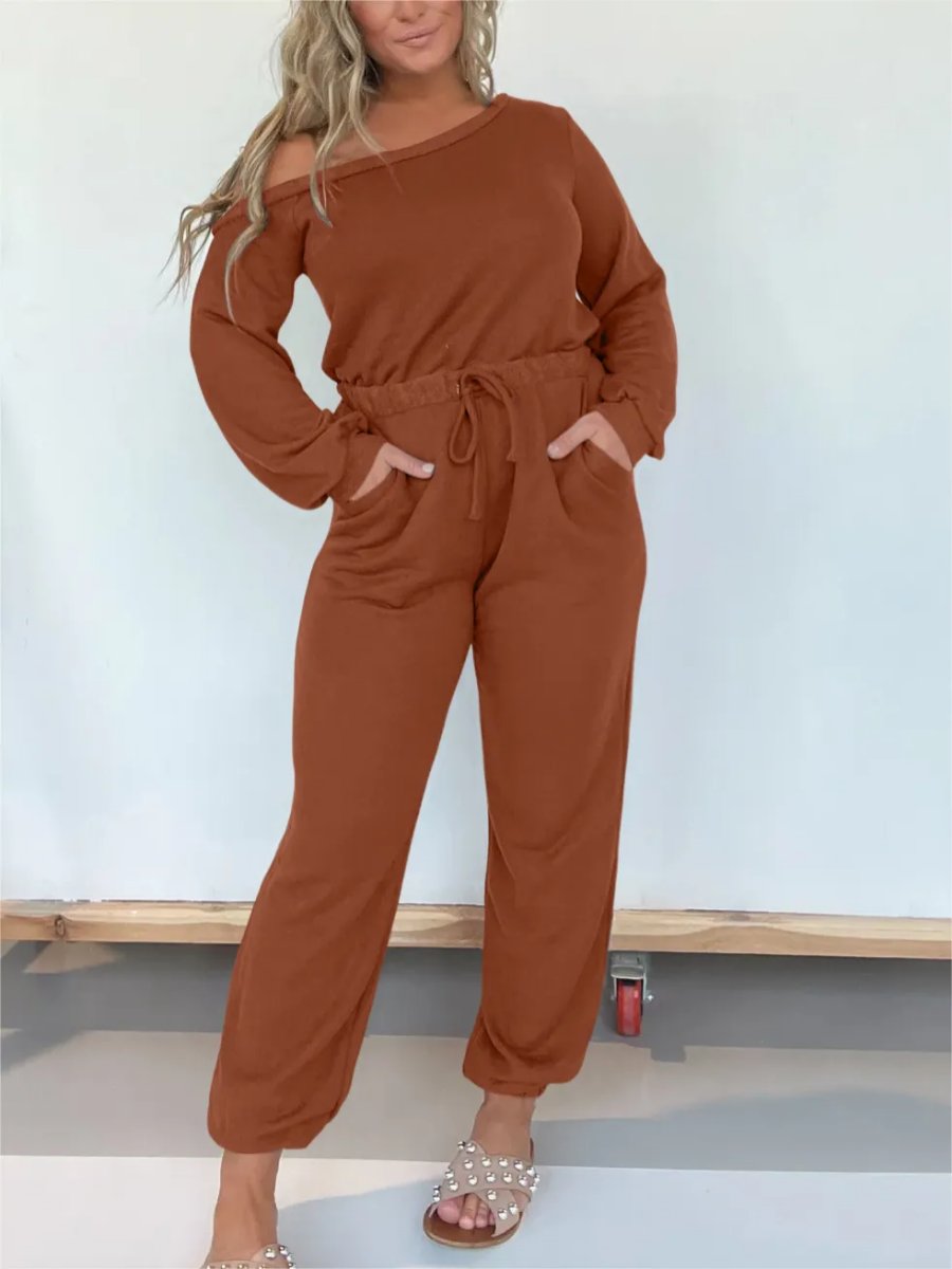 One Shoulder Solid Jumpsuit speciaic