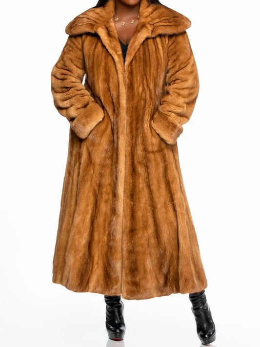 Oversized Imitation Mink Fur Coat fashgoods