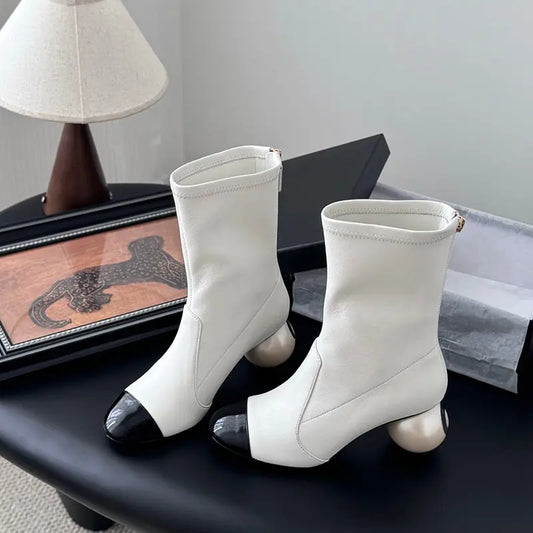 Oversized Pearl Heel Boots ifulbeauti