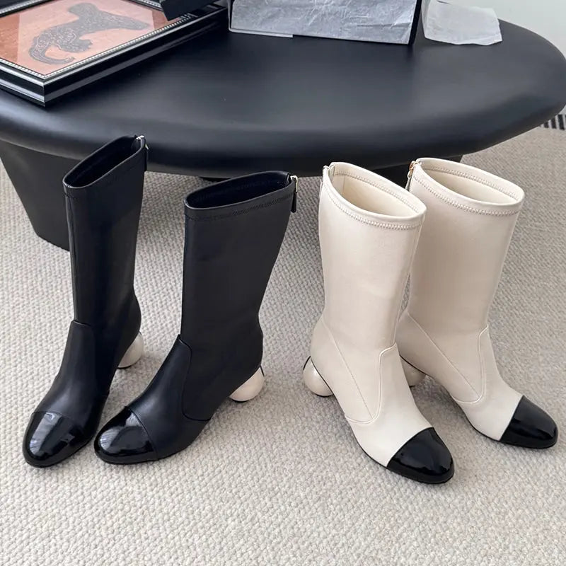 Oversized Pearl Heel Boots ifulbeauti