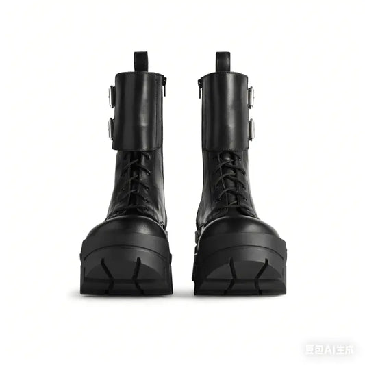 Oversized Platform Buckle Boots laseze