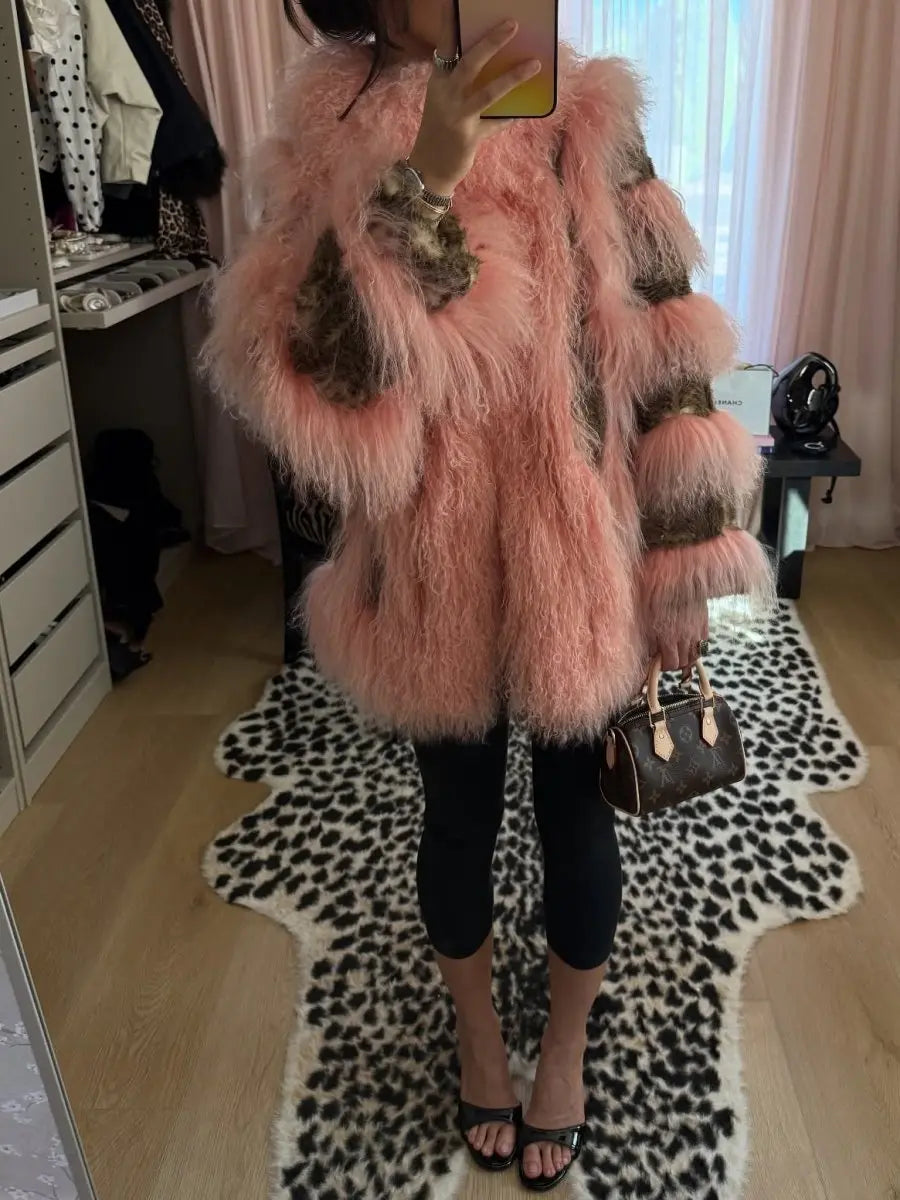 Pink Fur Coat fashgoods