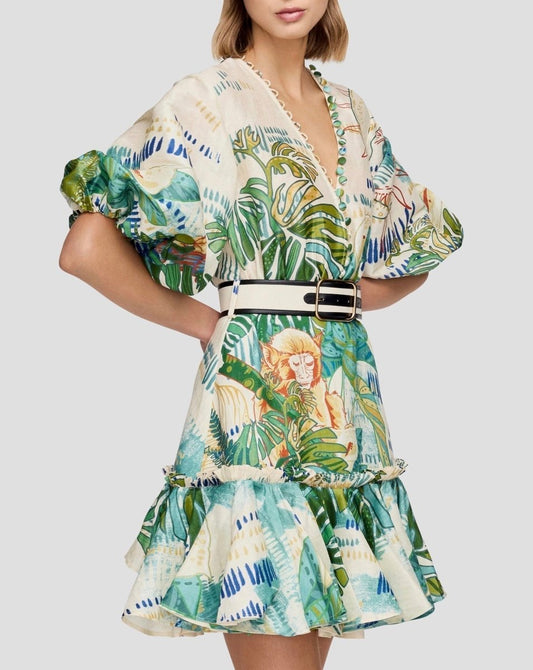 Premium Silk Linen Mini Dress - laseze