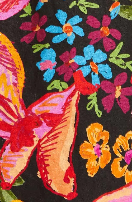 Printed V-neck Puff Sleeve Dress speciaic