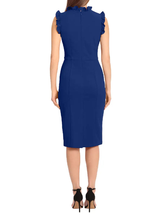 Ruffle Mock Neck Sheath Dress rosyesful