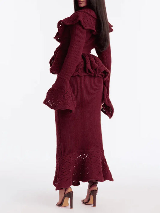 Ruffled Stretch Knit Suit - laseze