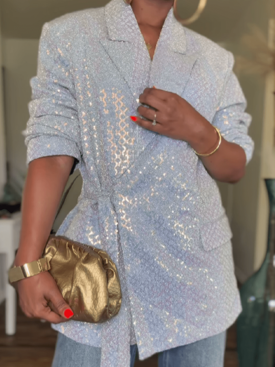 Sequined Lace - Up Jacket - laseze