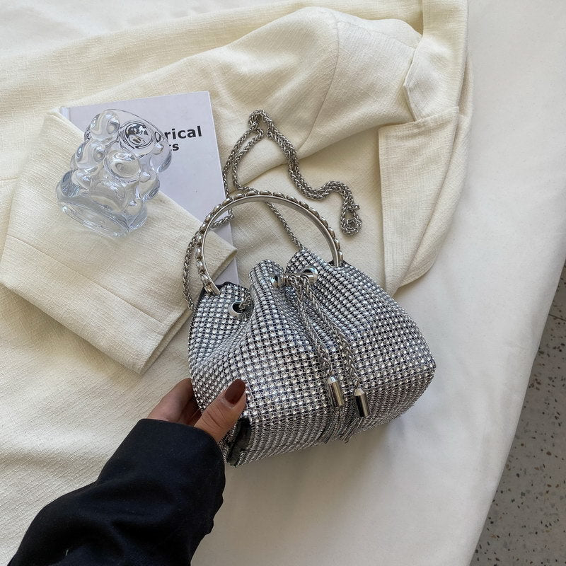 Shiny Bucket Bag With A Slant - laseze