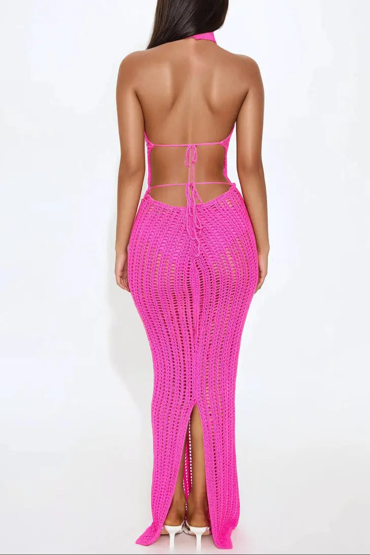 Shirly High Neck Crochet Maxi Dress voguety