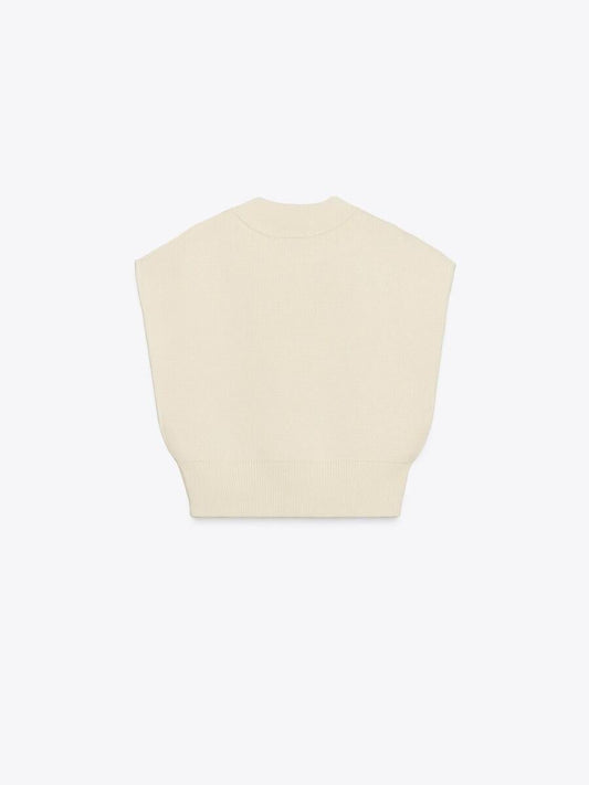 SHORT PLAIN KNIT JUMPER WAISTCOAT laseze