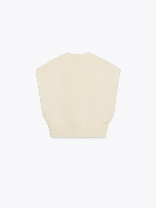 SHORT PLAIN KNIT JUMPER WAISTCOAT laseze