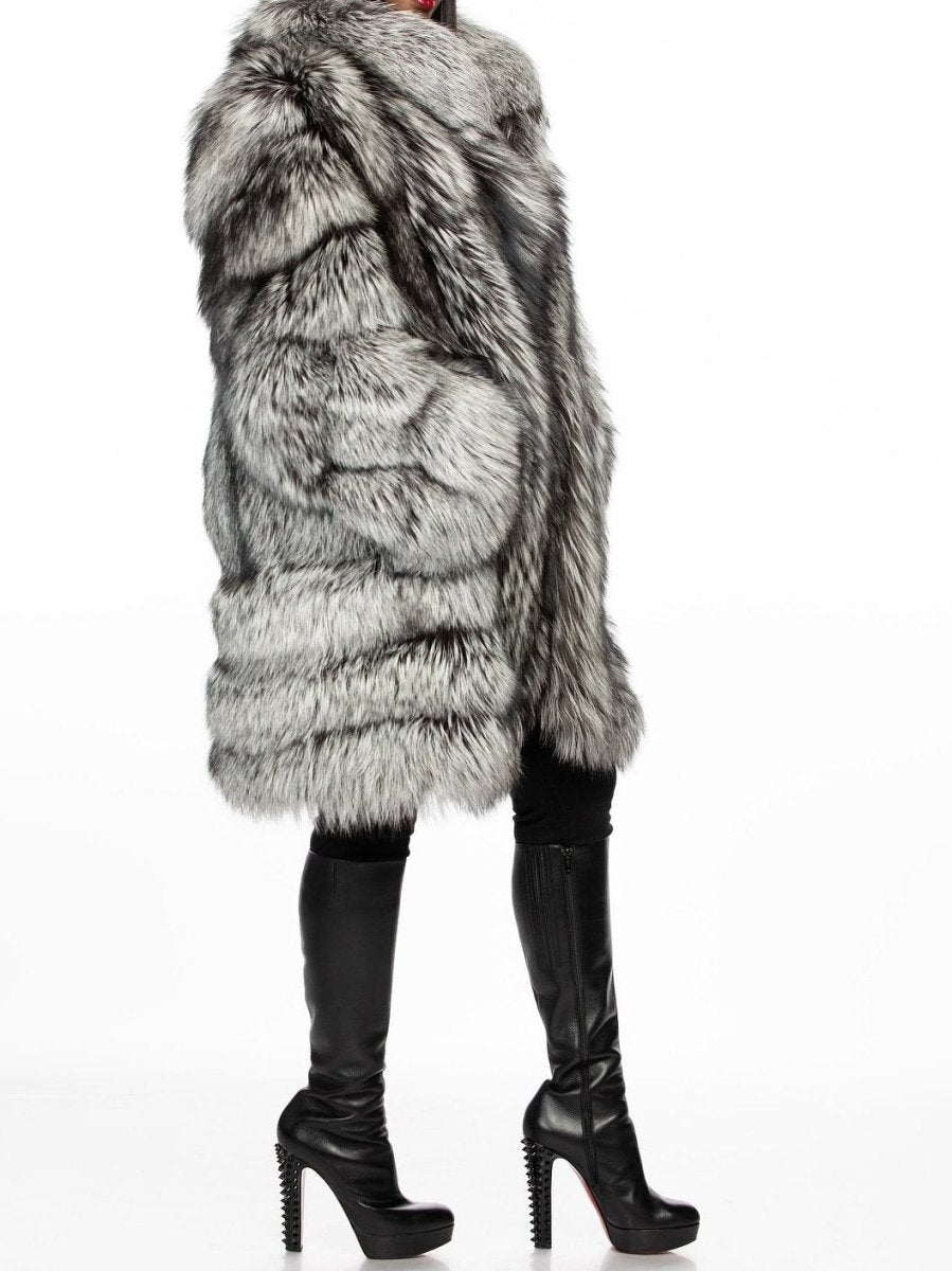Silver Fox Fur Coat fashgoods