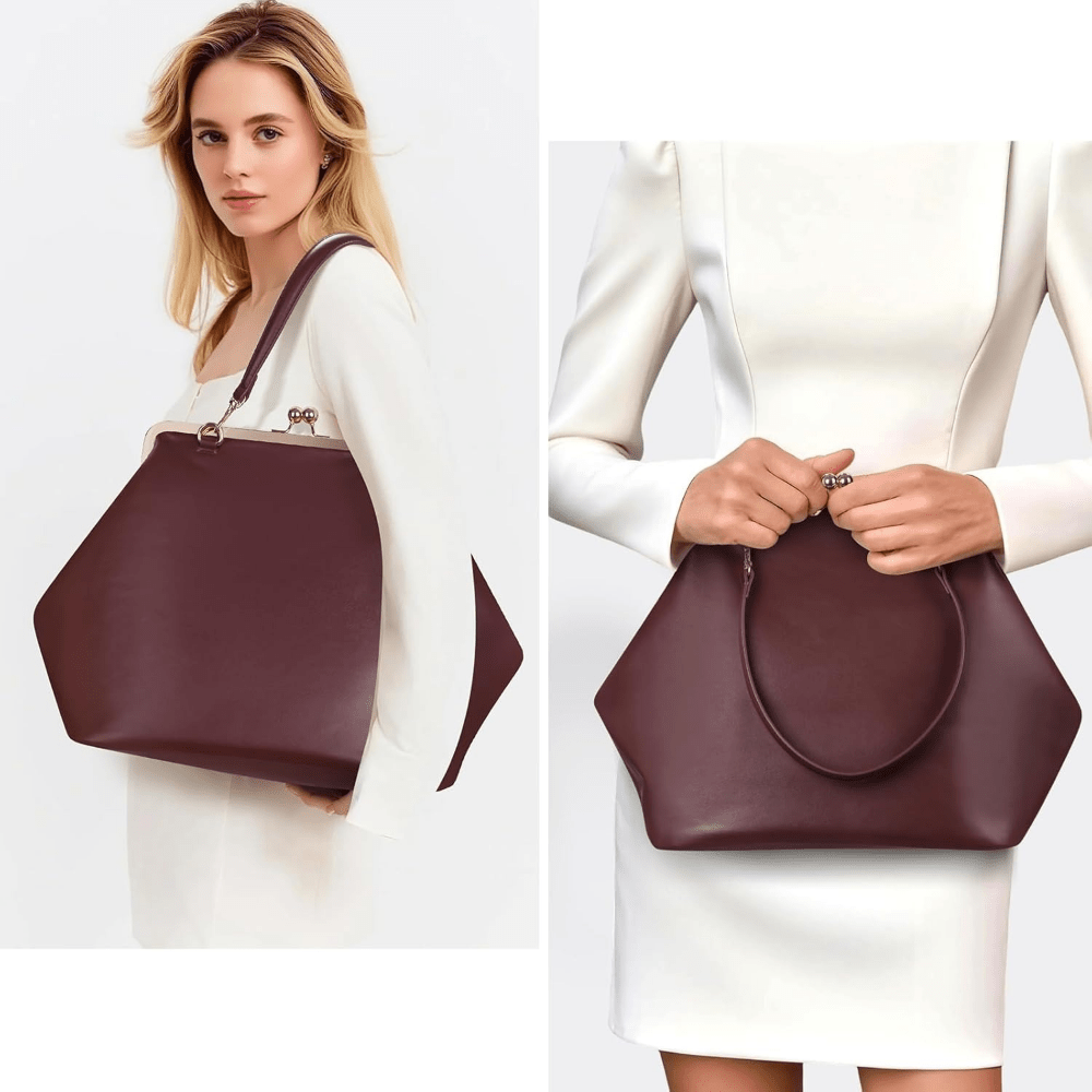 Soft And Comfortable Eco - friendly Kiss Lock Handbag - laseze