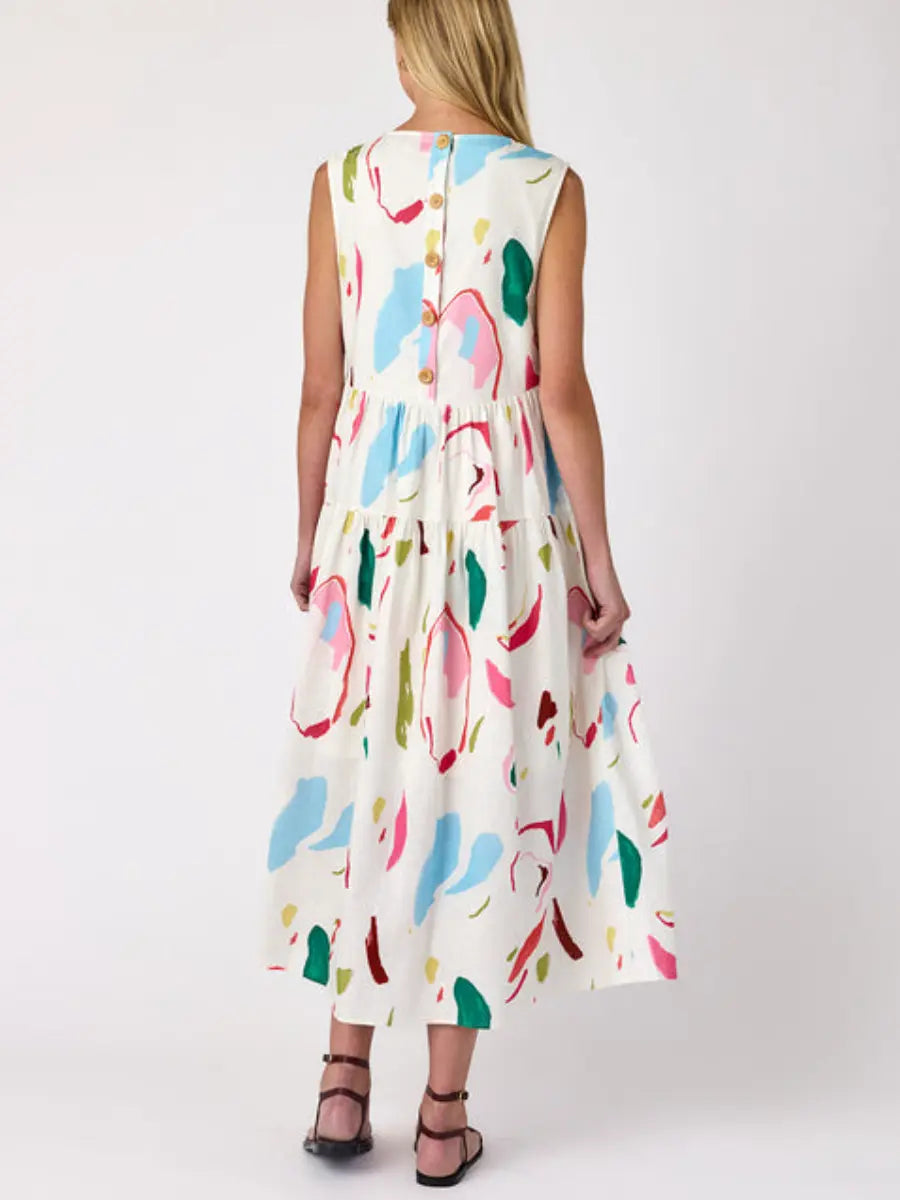 Spring Flowy Sleeveless Tiered Dress speciaic