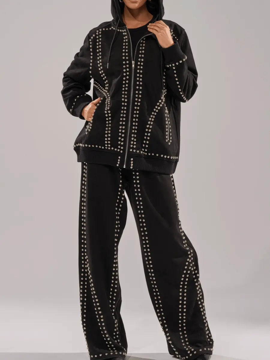 Suede Silver Rivet Set laseze
