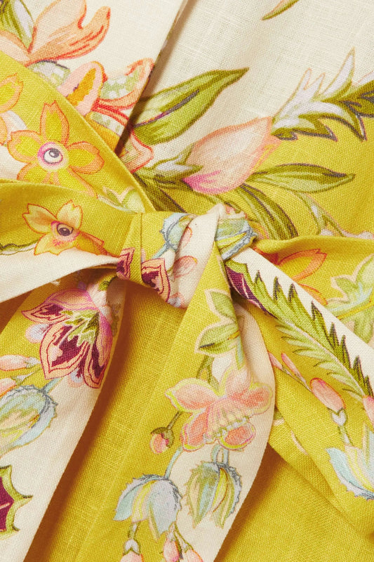 The Tiered Midi Dress in Lemon / Cream speciaic