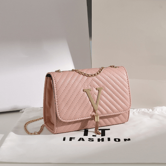 V - Fringed Chain Crossbody Bag - laseze