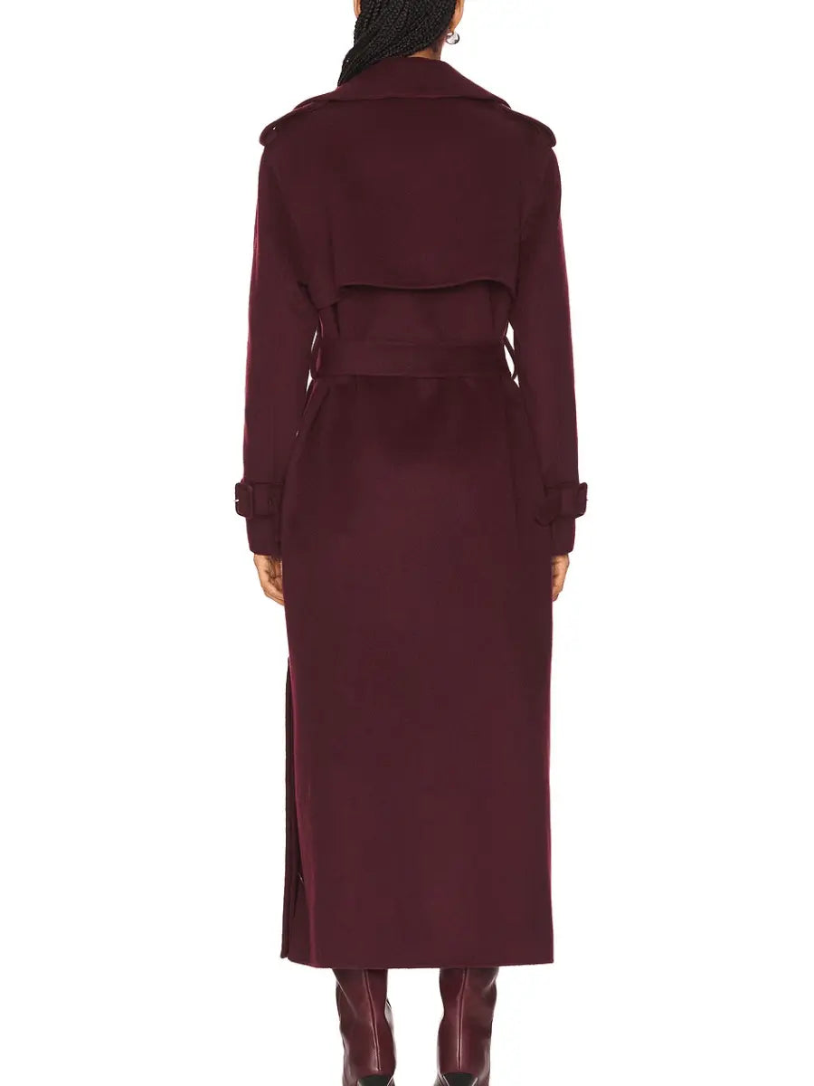 Women’s Burgundy Maxi Coat laseze